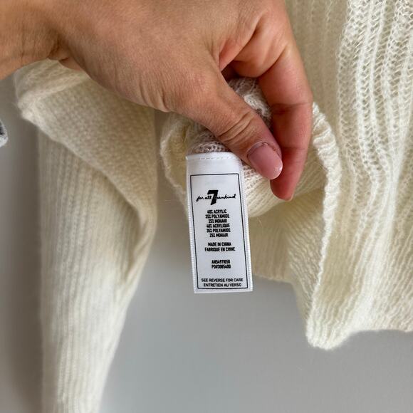 7 For All Mankind Soft Knit Cropped Sweater Cream S - Picture 6 of 6